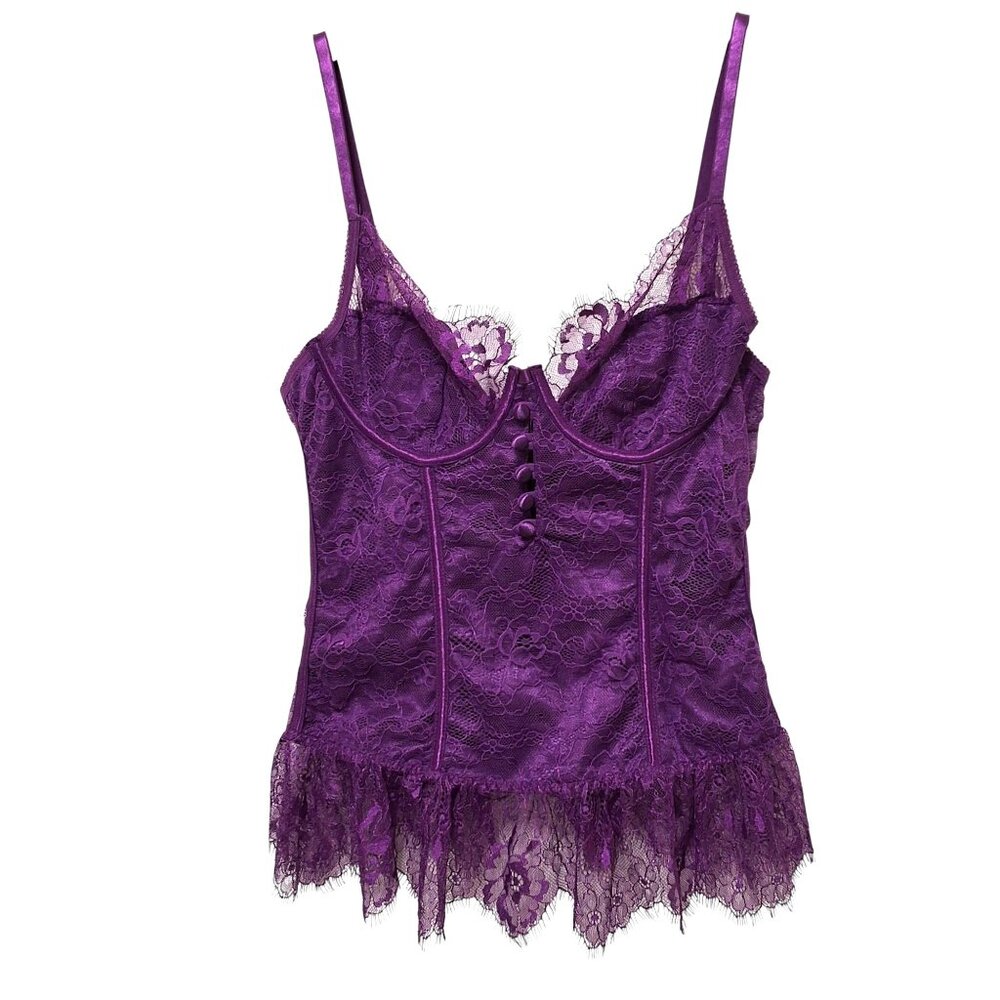 Seven Til Midnight Purple Lace Bustier Corset Top XL‎ Romantic Dainty Fairy NWOT